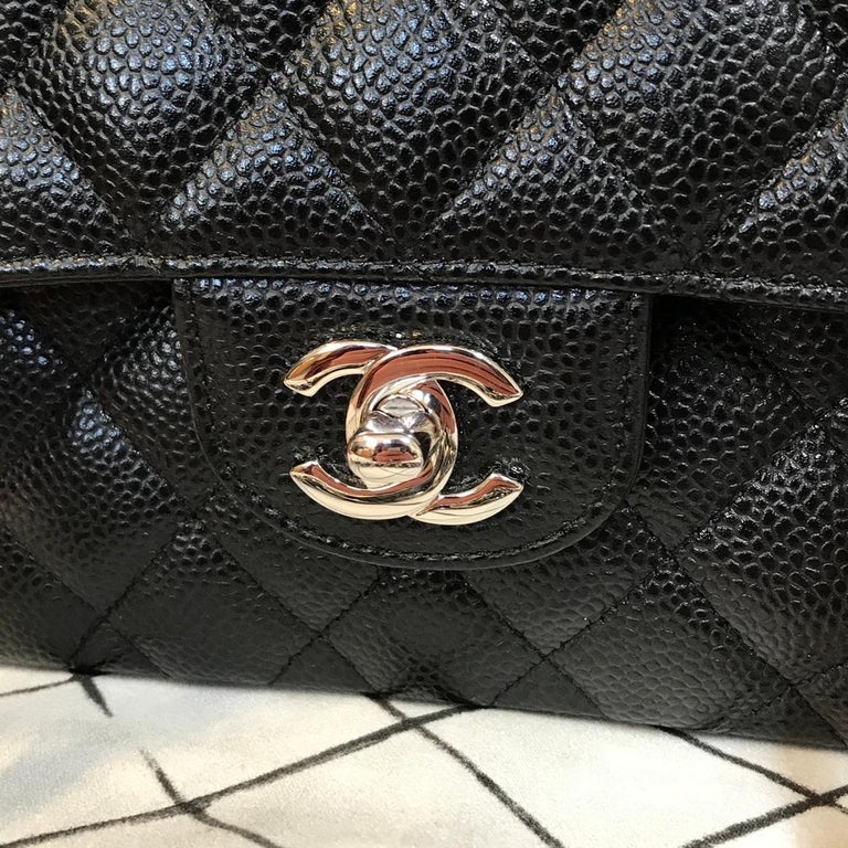 CHANEL A01113 classic double flap bag small shoulder bag quilted caviar 2018