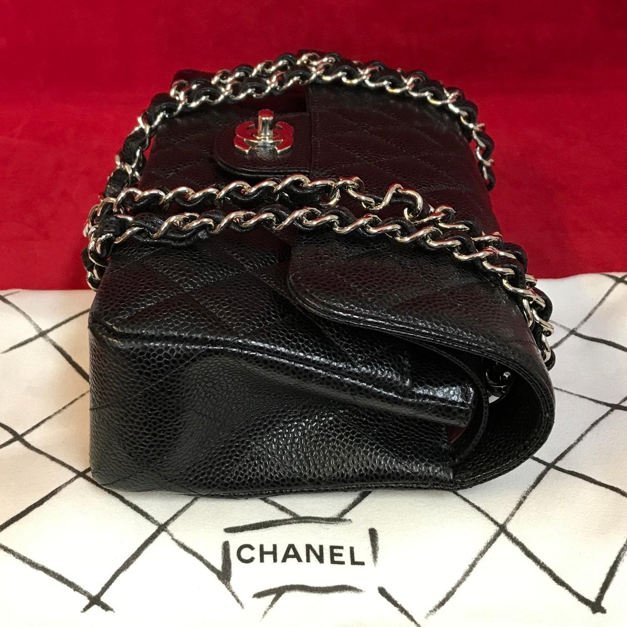 Women's or Men's CHANEL A01113 classic double flap bag small shoulder bag quilted caviar 2018 For Sale