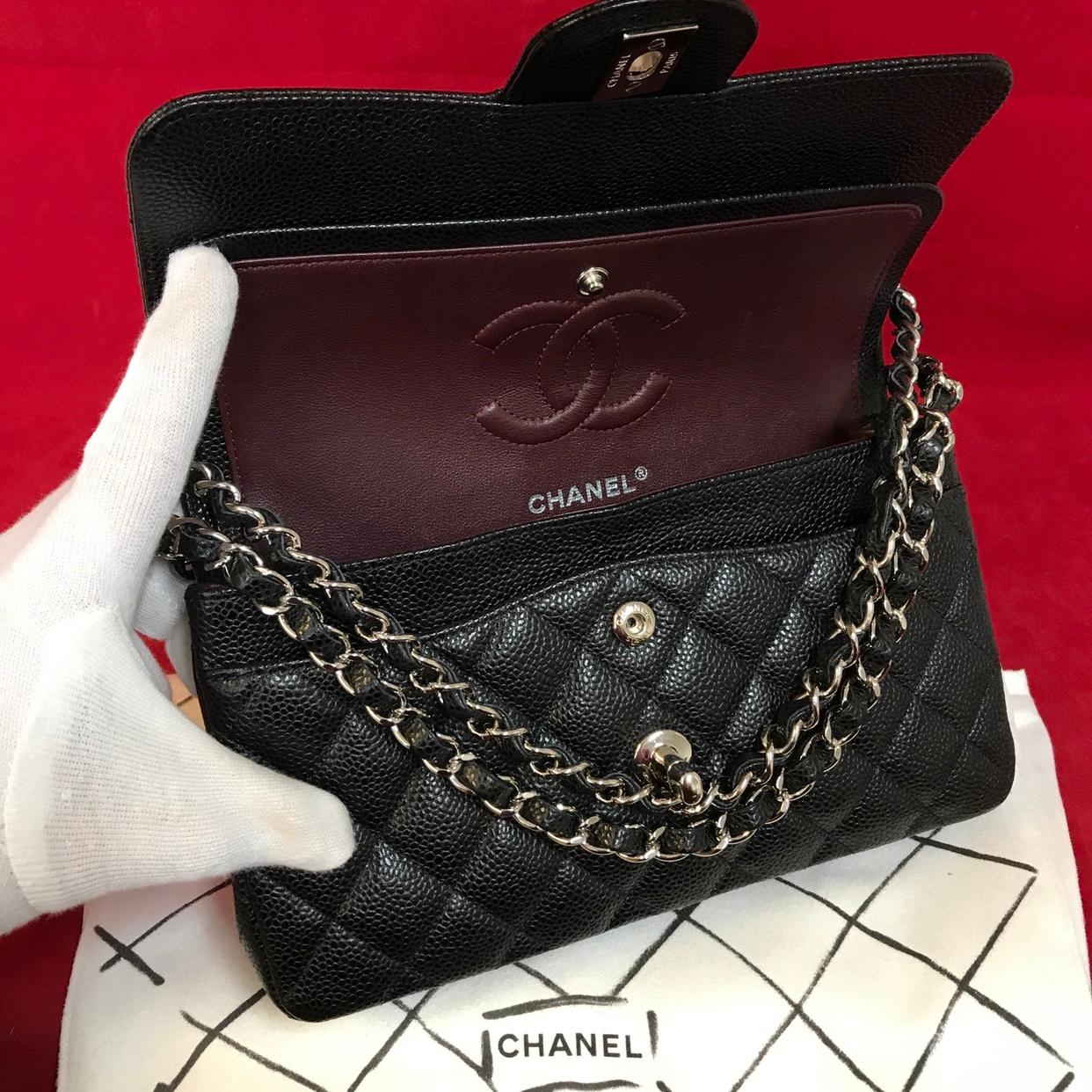 CHANEL A01113 classic double flap bag small shoulder bag quilted caviar 2018 For Sale 1