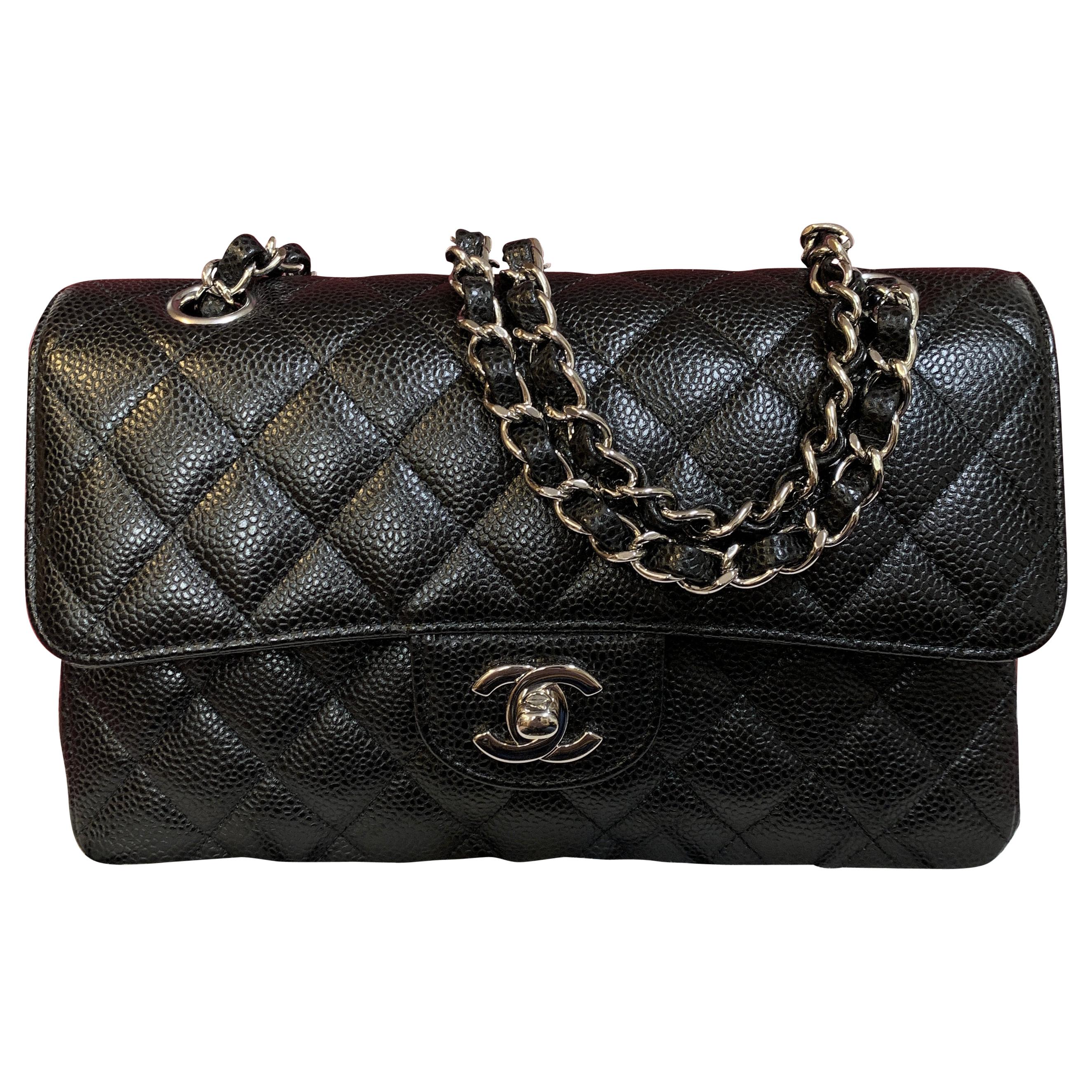 CHANEL A01113 classic double flap bag small shoulder bag quilted caviar 2018 For Sale