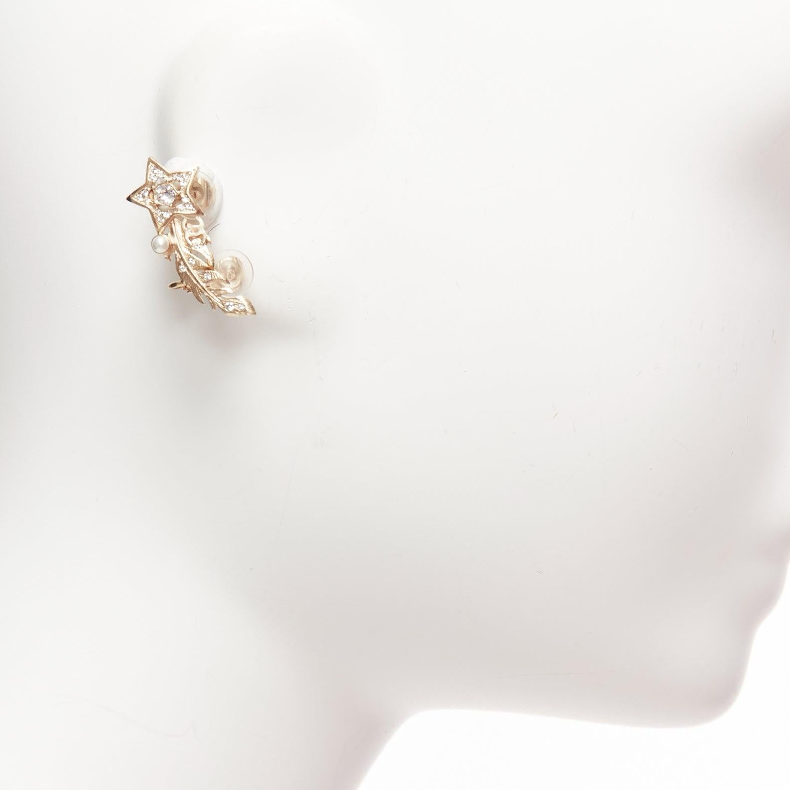 Women's CHANEL A19 Shootting Star gold CC logo irregular clip on earring cuffs Pair For Sale