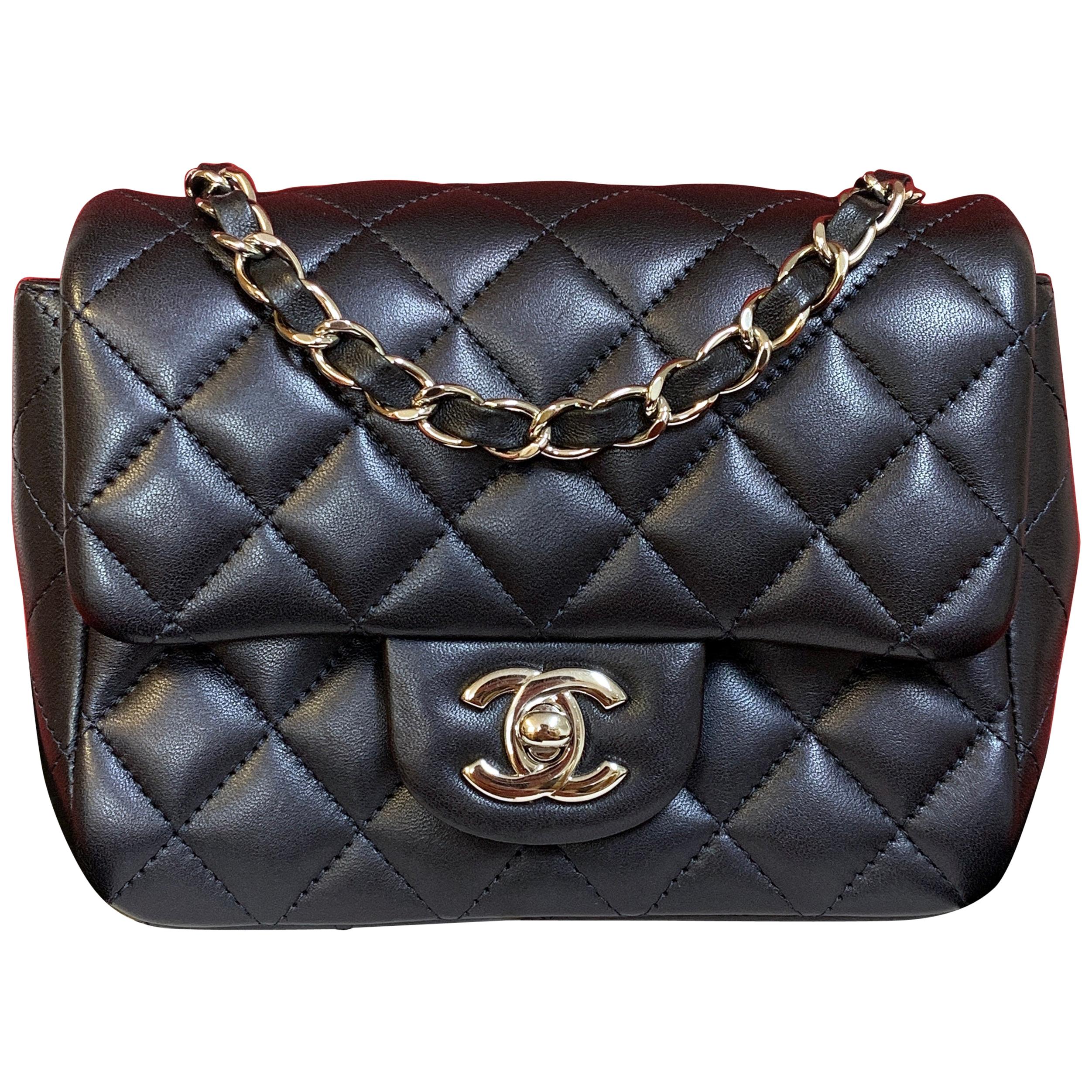 CHANEL A35200 mini flap bag square navy blue shoulder bag quilted lambskin  2017 For Sale at 1stDibs