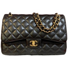 CHANEL A58600 classic double flap bag Jumbo shoulder bag quilted lambskin 2018