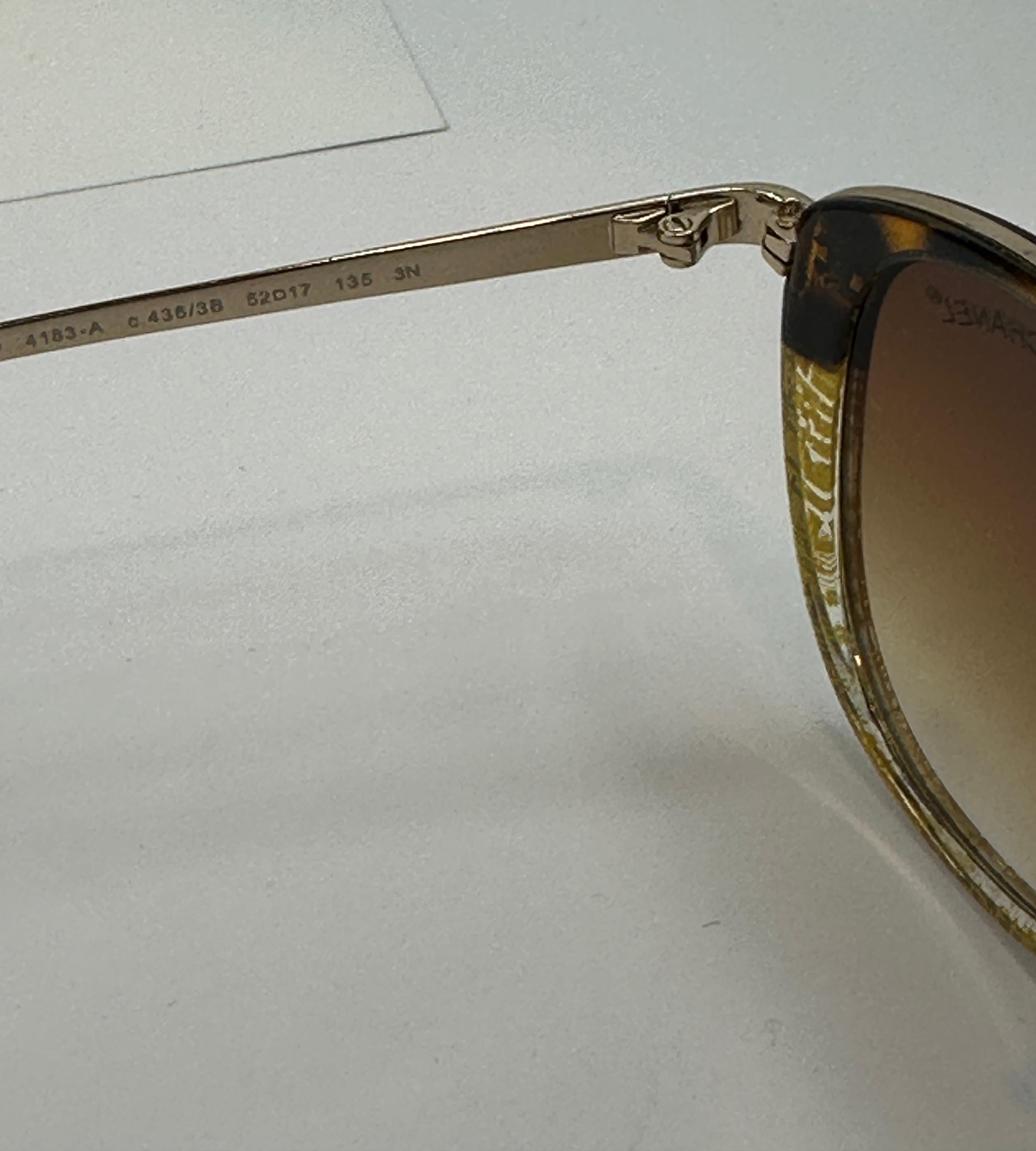 Chanel Abstract Gold and Tortoise Shell Accented With Gold Hardware Sunglasses For Sale 1