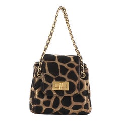 Chanel Accordion Flap Mademoiselle Lock Evening Bag Printed Pony Hair Min