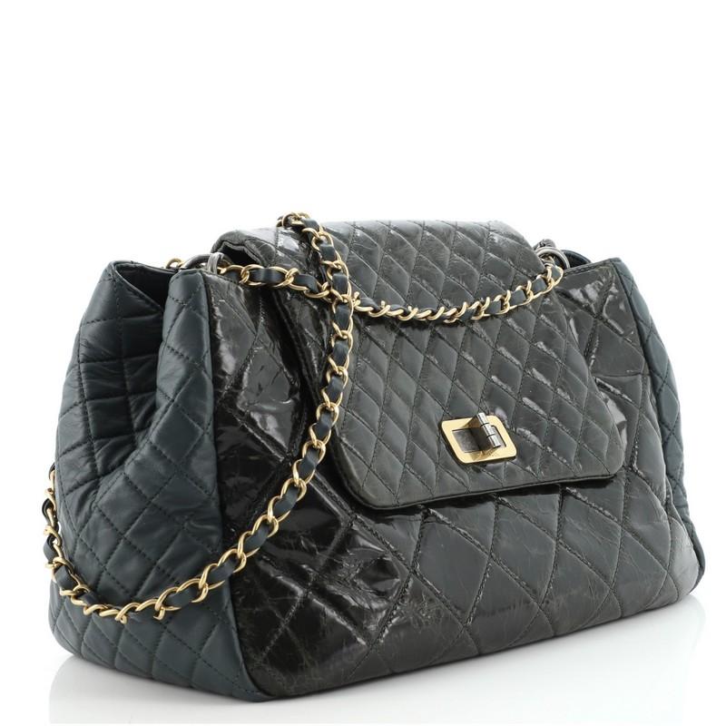 Black Chanel Accordion Reissue Flap Bag Quilted Calfskin Maxi