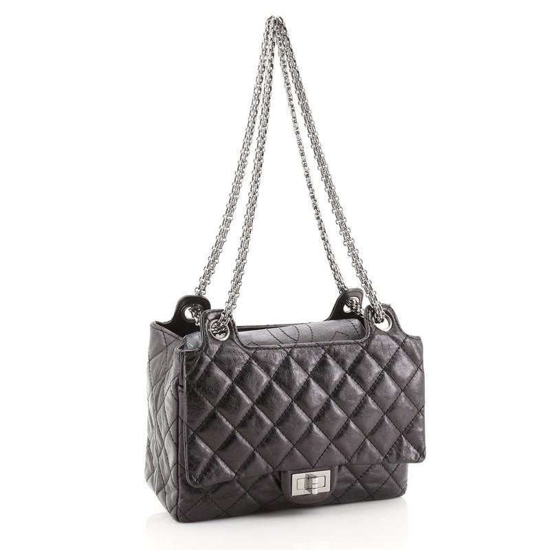 Black Chanel Accordion Reissue Flap Bag Quilted Calfskin Small