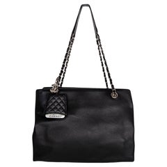 Chanel 2016 Karl Lagerfeld Black Lambskin Accordion Shopping Tote Bag