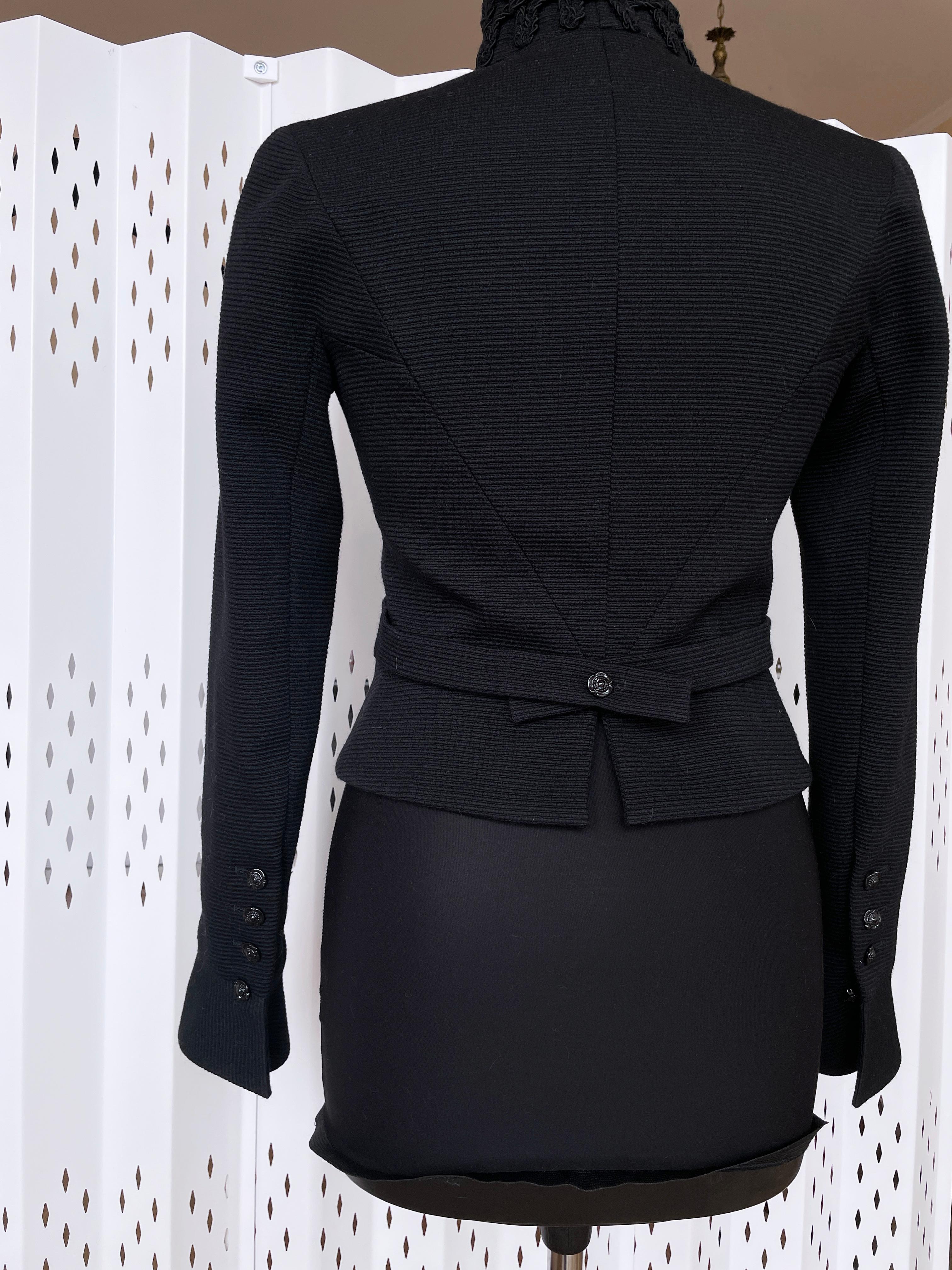 Chanel Campaña de publicidad Chaqueta de canalé negra 38 FR 7