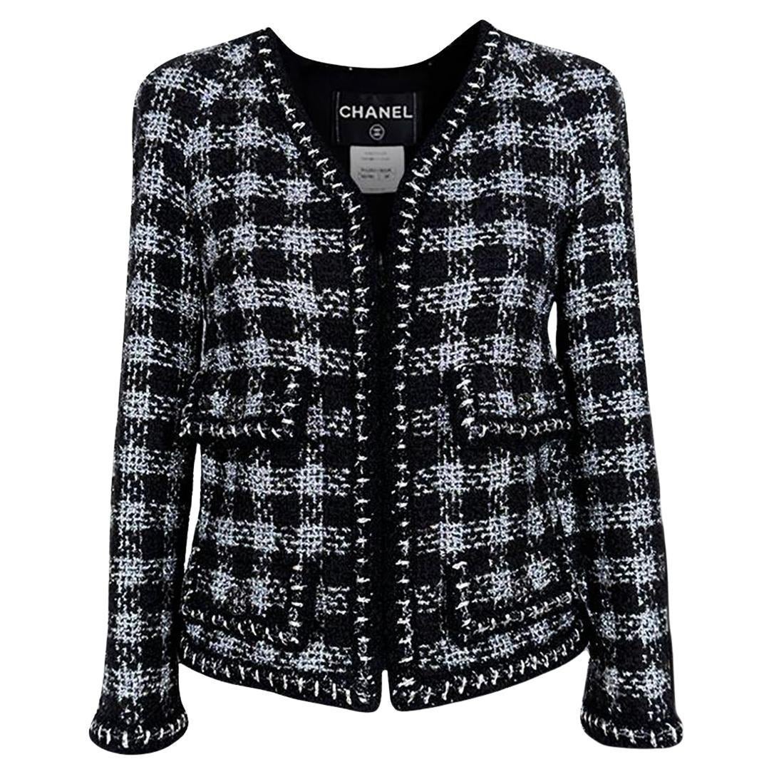 CHANEL Ad Campaign CC Gripoix Buttons Black Tweed Jacket 36 FR For Sale