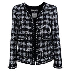 CHANEL Ad Campaign CC Gripoix Buttons Black Tweed Jacket 36 FR