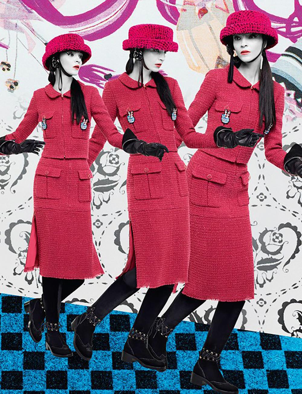 Ensemble veste et jupe en tweed Lesage pour la campagne publicitaire de Chanel en vente 1