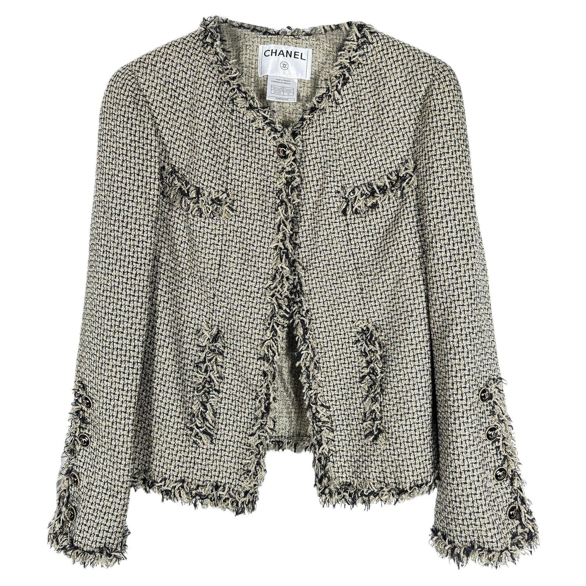Chanel Ad Campaign Shimmer Tweed Jacket 38 FR For Sale