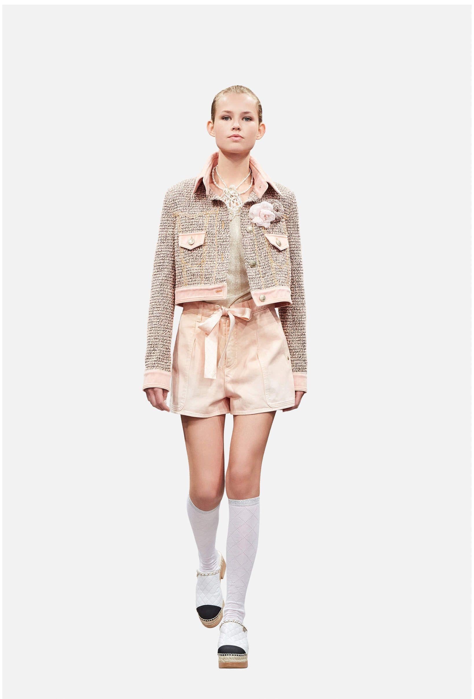 Chanel Werbekampagne Tweed- und Denim-Jacke aus Tweed (Braun)