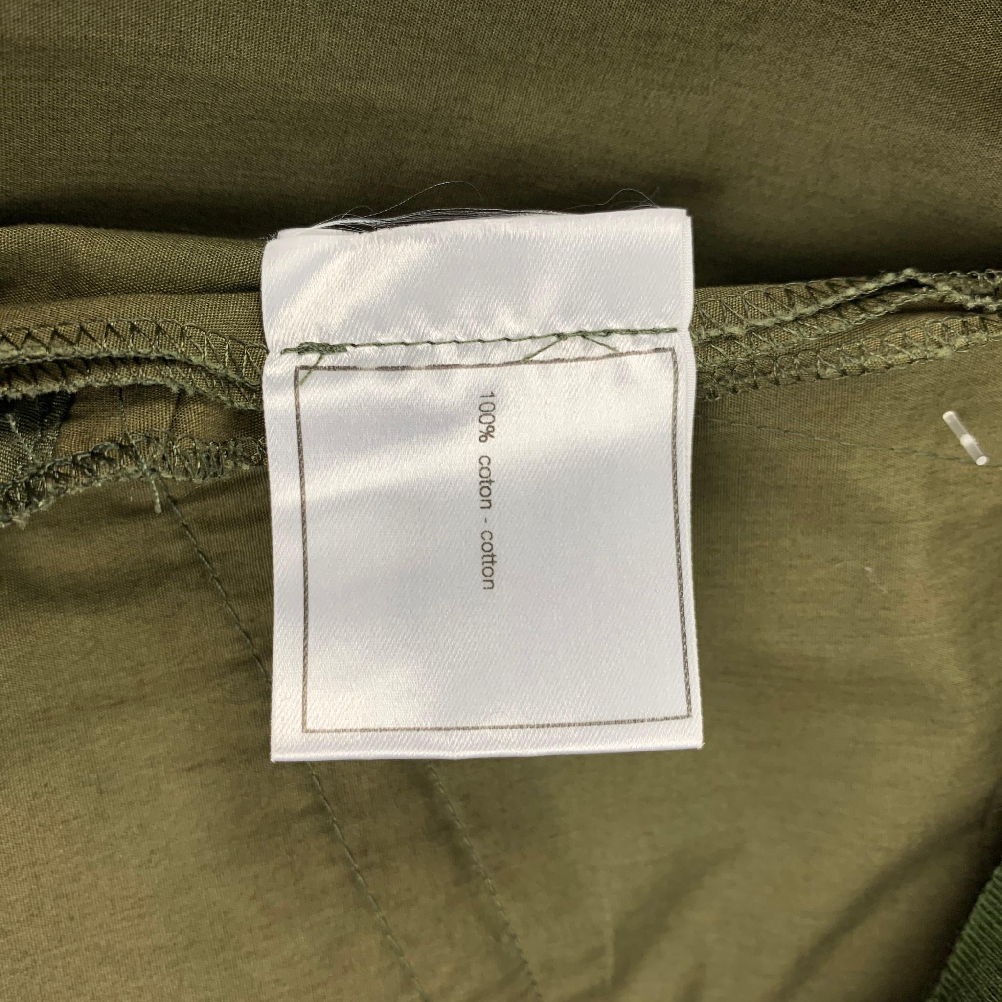CHANEL AF078 00C Size 4 Olive Cotton A-Line Skirt In Good Condition In San Francisco, CA