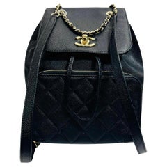 Used Chanel Affinity Caviar Leather Backpack