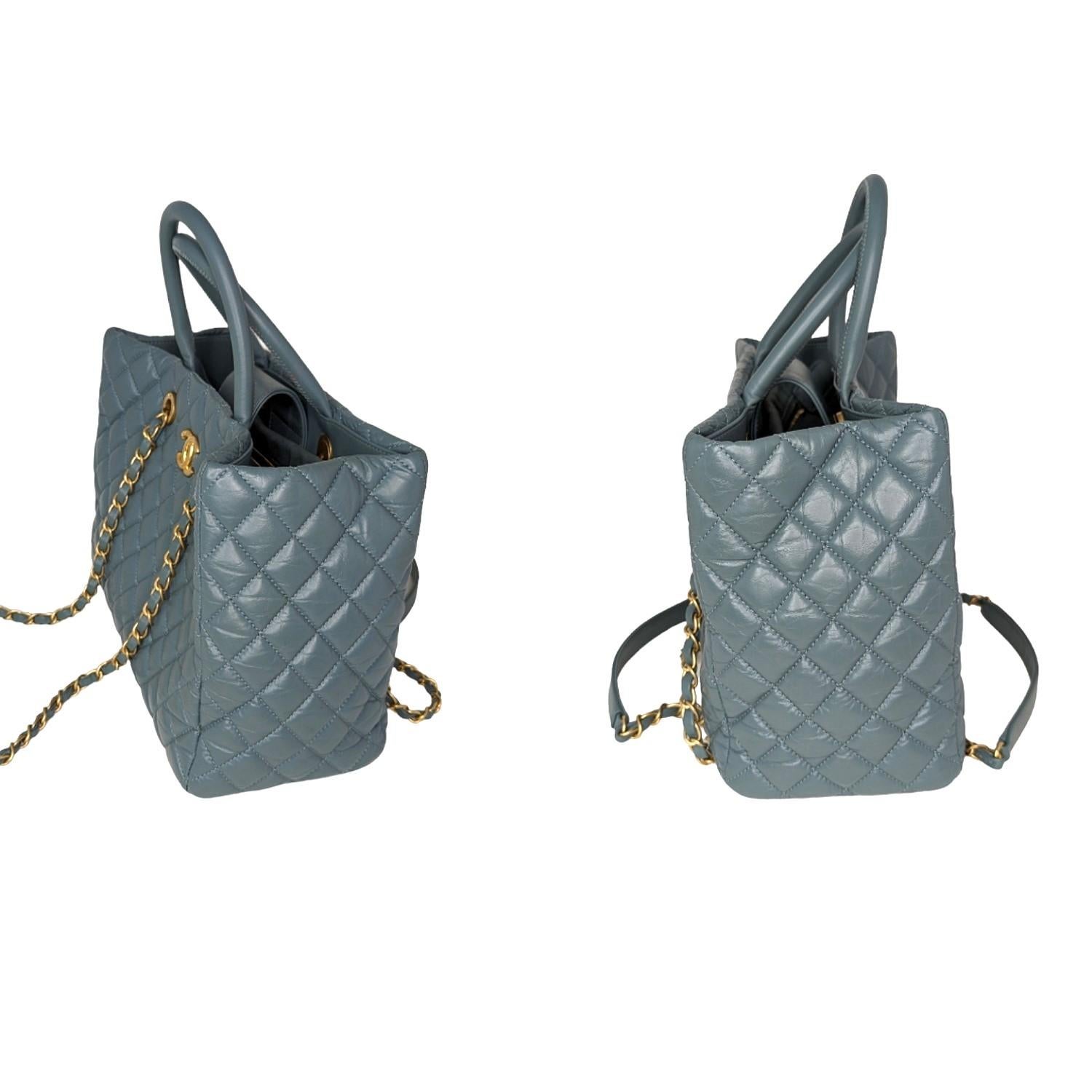 Gris Chanel - Grand sac de shopping Coco Allure en cuir de veau vieilli en vente