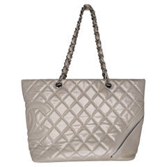Chanel Aged Calfskin Quilted Cotton Club Tote Pearl