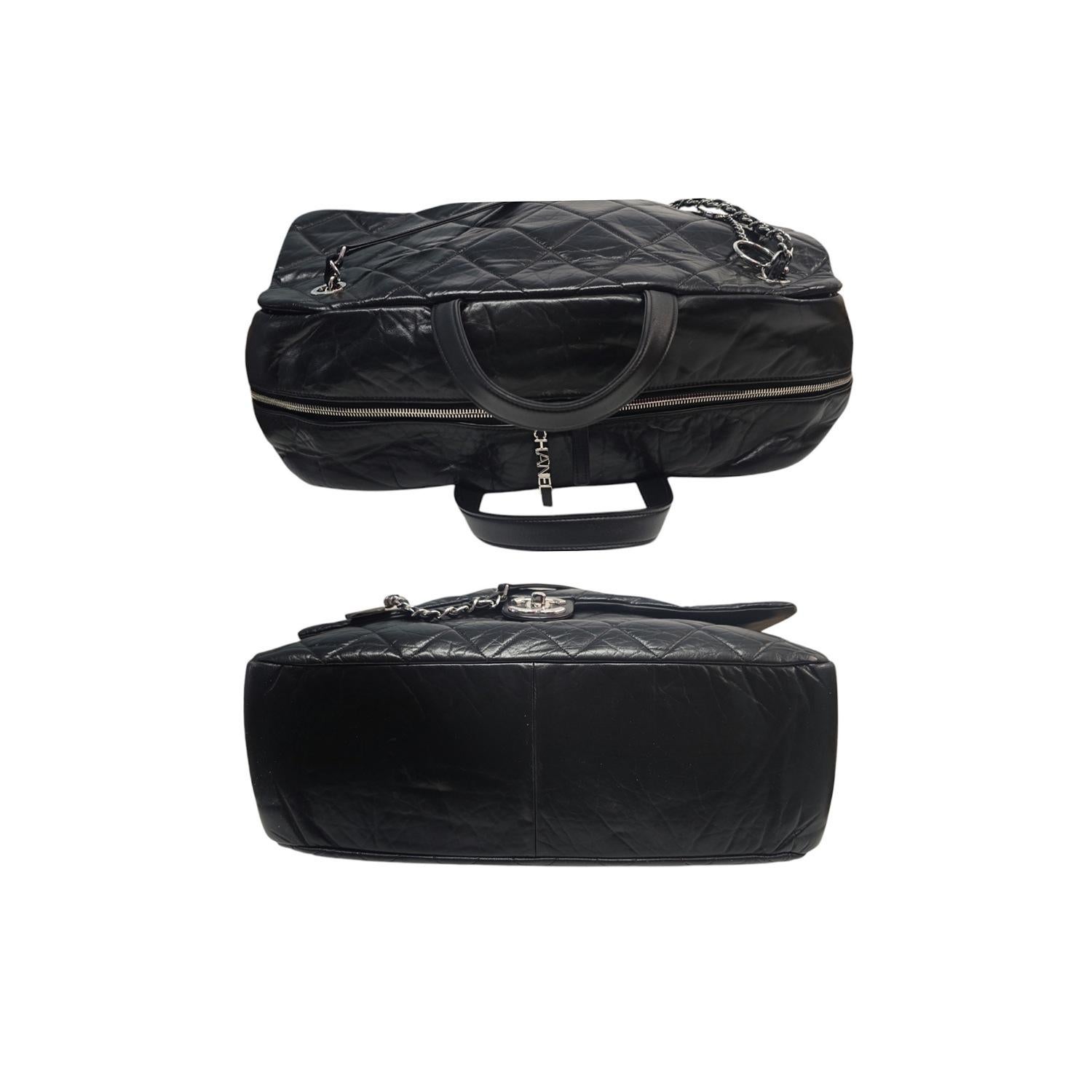 Women's or Men's Chanel Aged Calfskin Quilted Large Express Bowling Flap Bag