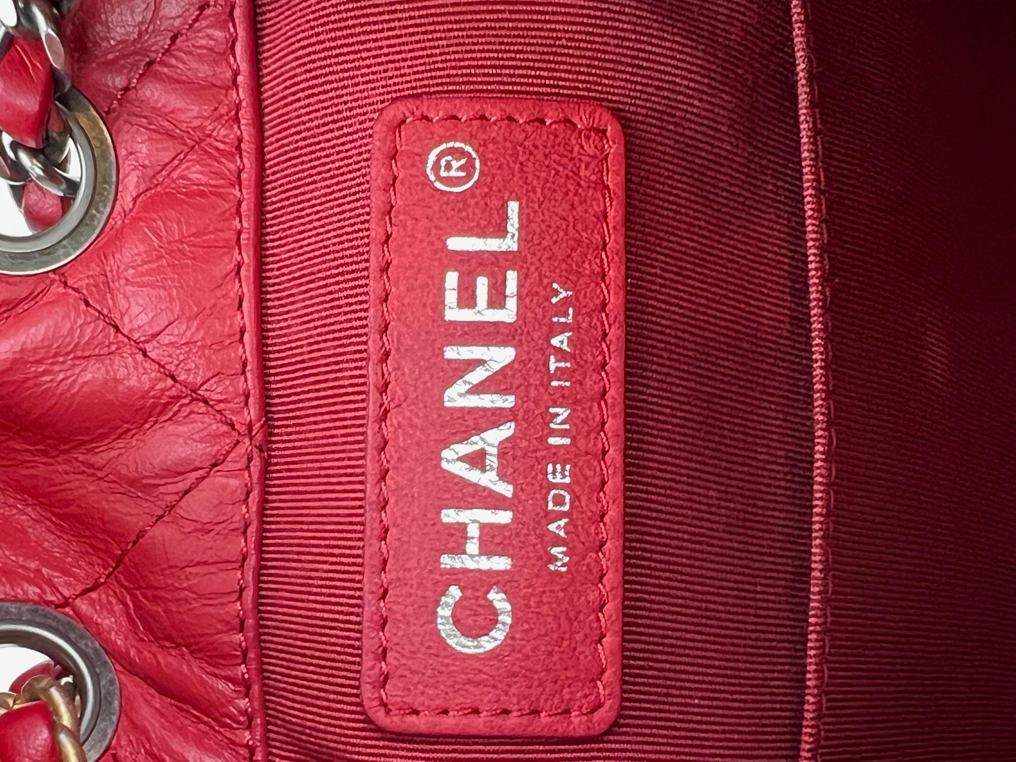 Chanel Aged Calfskin Quilted Small Gabrielle Red Backpack For Sale 2