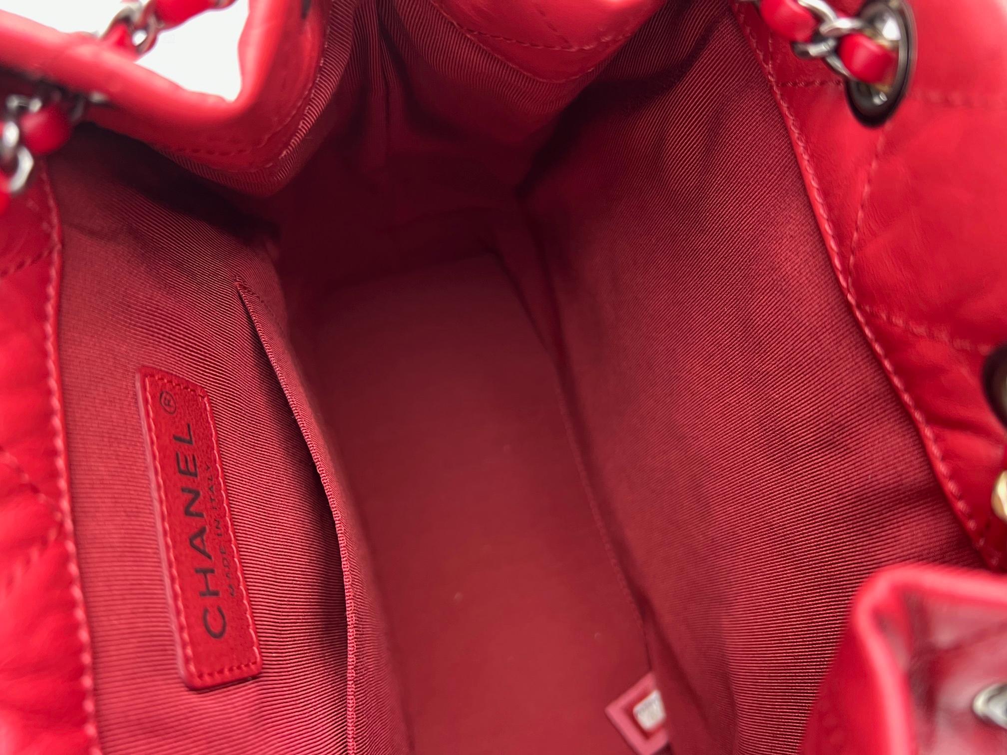 Chanel Aged Calfskin Quilted Small Gabrielle Red Backpack For Sale 3