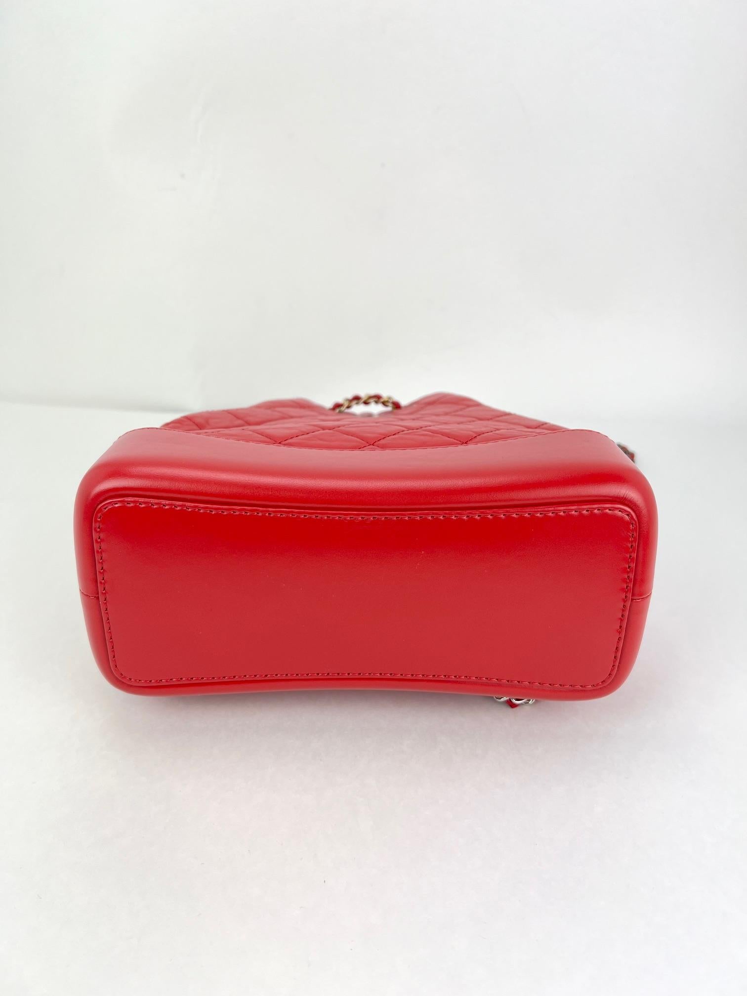 Chanel Aged Calfskin Quilted Small Gabrielle Red Backpack For Sale 4