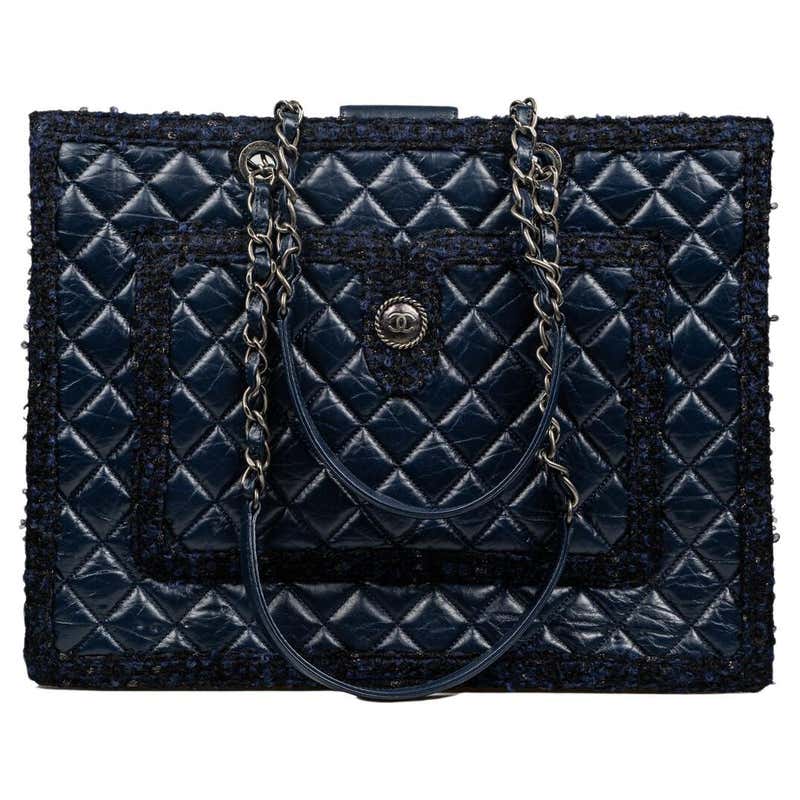 Chanel Modern Thick Chunky Chain Exotic Python Metallic Blue Hobo ...