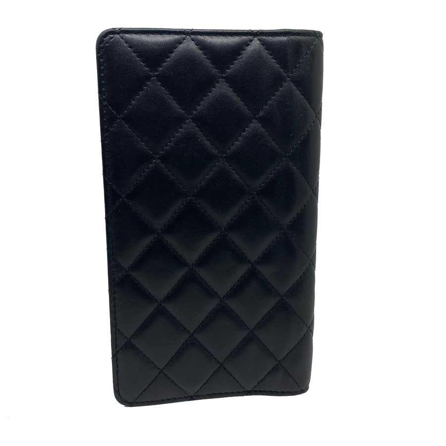 Chanel Agenda-Deckel aus schwarzem gestepptem Leder und CC-Logo (Schwarz)