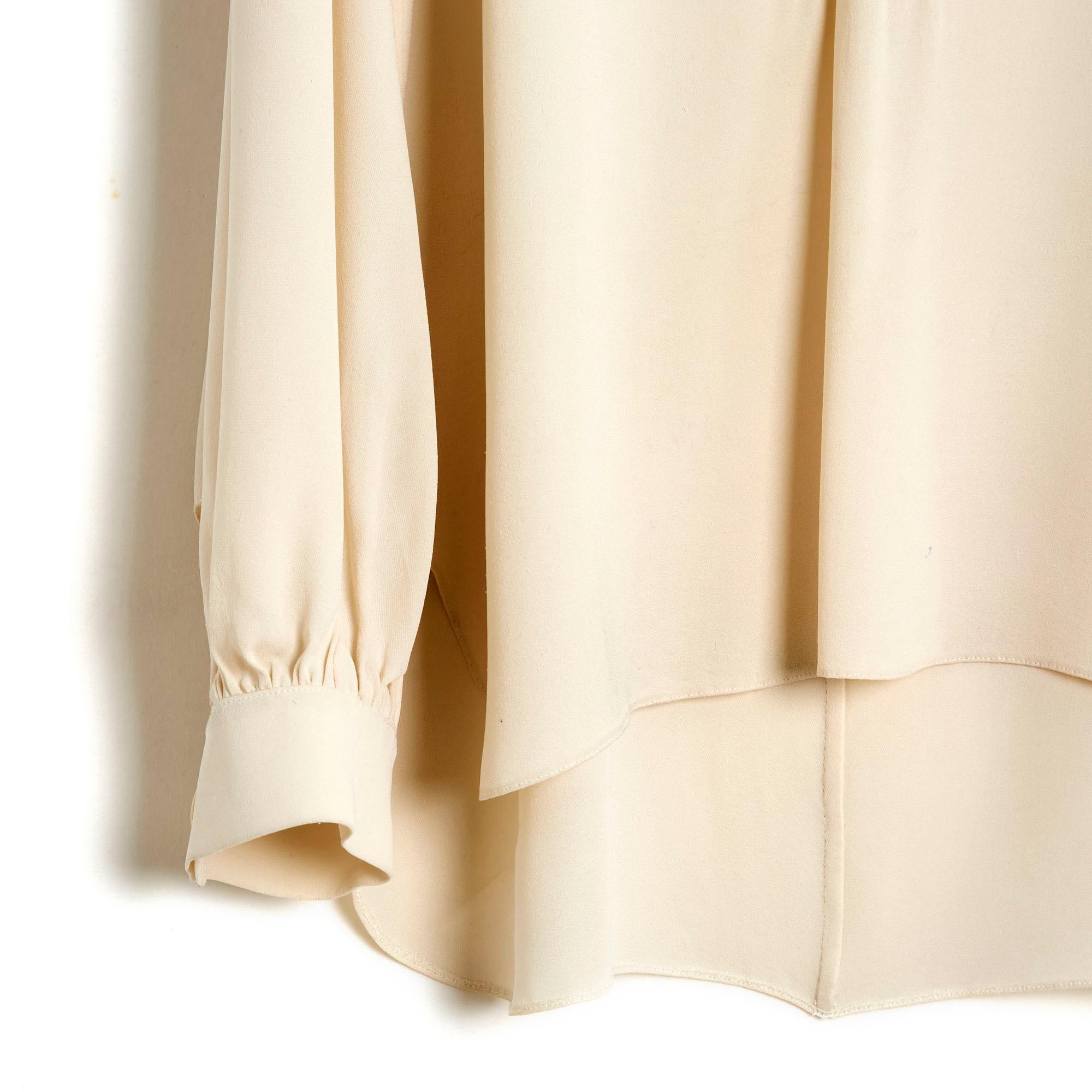 Beige Chanel AH2007 Top FR42 Camicetta in seta crepe ecrù US12 in vendita
