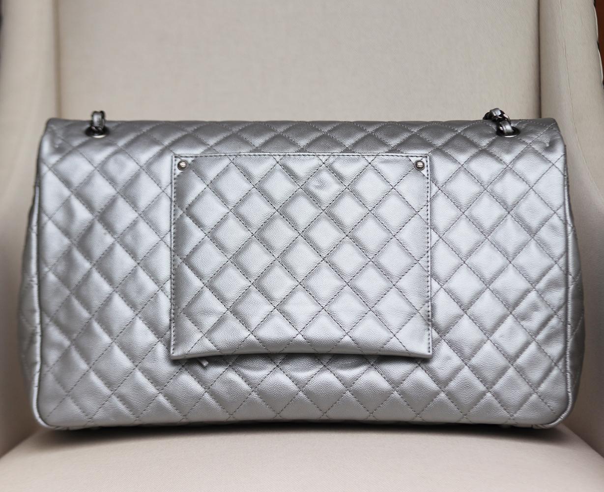 Gray Chanel Airline Large XXL Classic Flap Bag