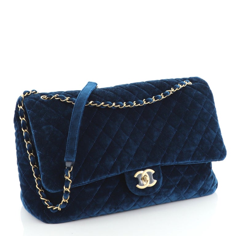 Chanel Airlines CC Flap Bag Quilted Velvet XXL
