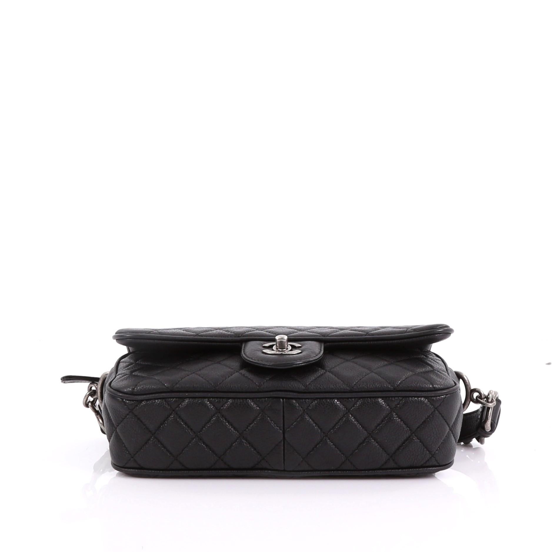 Women's Chanel Airlines Chain Flap Bag Quilted Goatskin Small