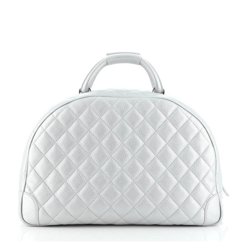 Gray Chanel Airlines Round Trip Bowling Bag Quilted Calfskin Medium