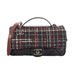 Chanel Airlines Top Handle Flap Bag Tweed and Quilted Aged Calfskin Medium