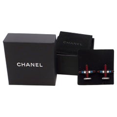 Chanel Airlines Tricolour Resin Aeroplane Shape Earrings Size: N/A