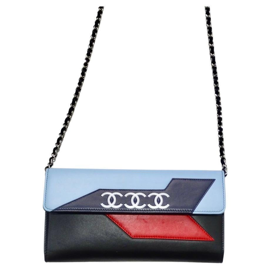 Get your hands on this playful and versatile Chanel Shoulder Bag from Chanel's iconic Spring/Summer 2016 Chanel Airlines collection! Karl Lagerfeld was inspired by airplanes for this moment in fashion history where he presented the SS16 collection