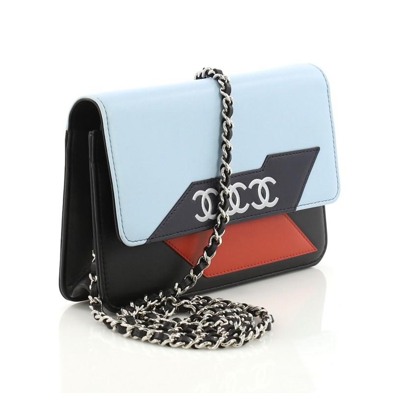 Blue Chanel Airlines Wallet on Chain NM Lambskin Small