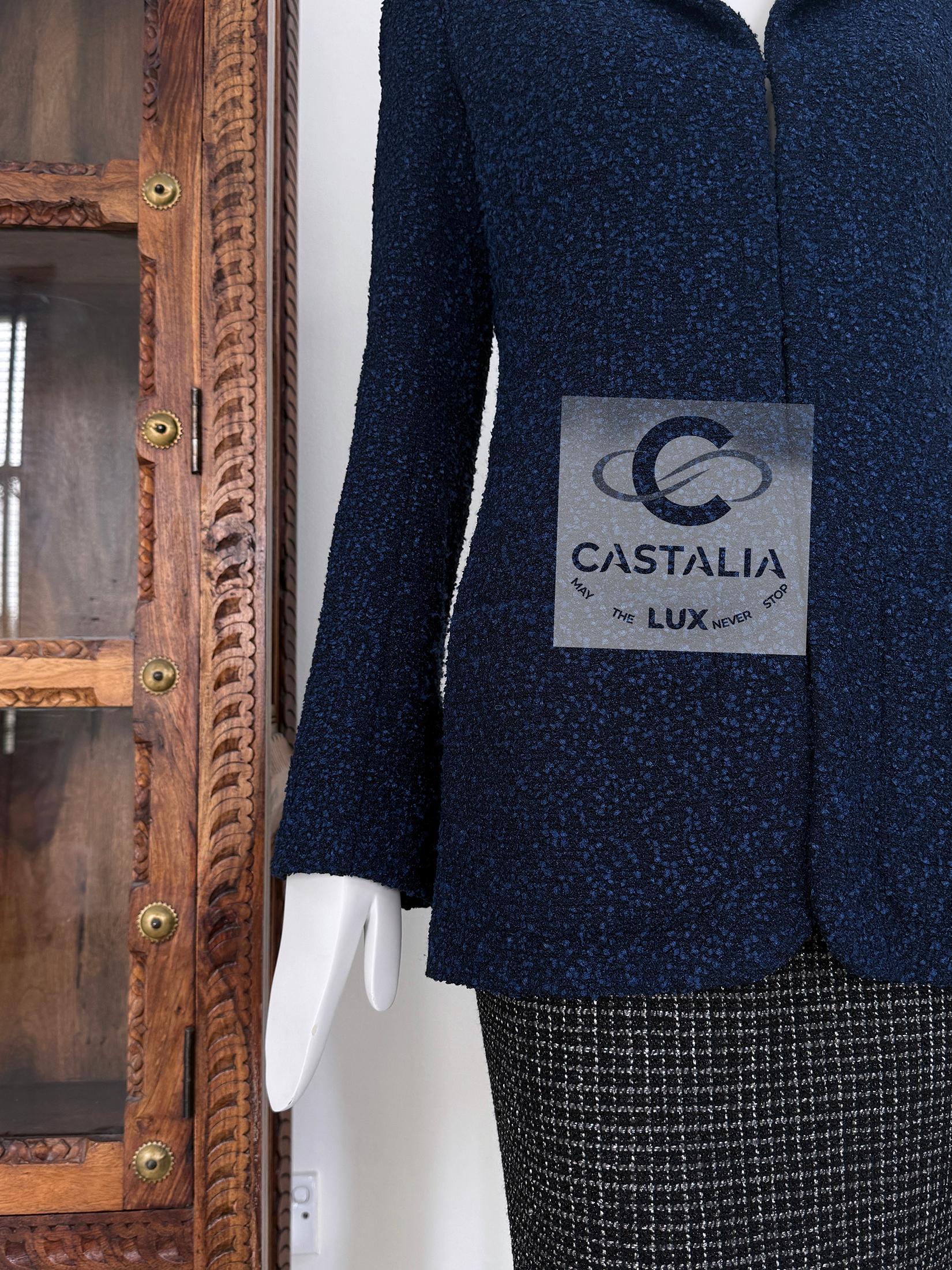 Chanel Airport Collection CC Buttons Navy Tweed Jacket 38 FR For Sale 5
