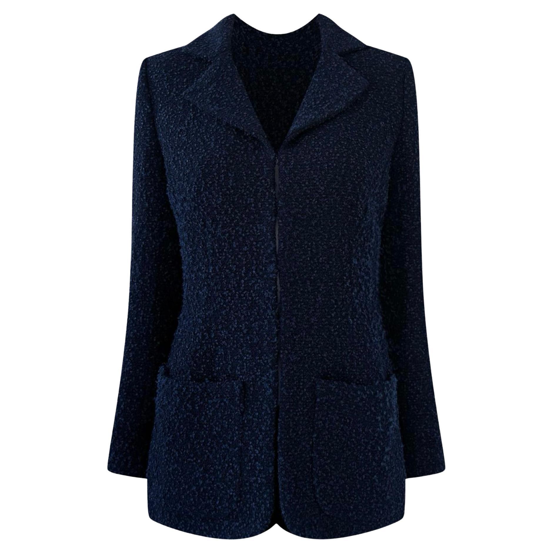Chanel Airport Collection CC Buttons Navy Tweed Jacket 38 FR For Sale