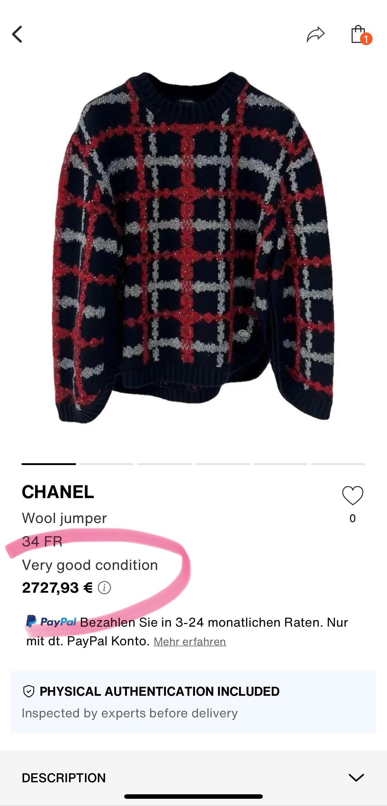 Charming and comfy Chanel wool and cashmere jumper from AIRPORT Collection by Karl Lagerfeld.
- CC logo charm at waist
Size mark 36 FR. Never worn.