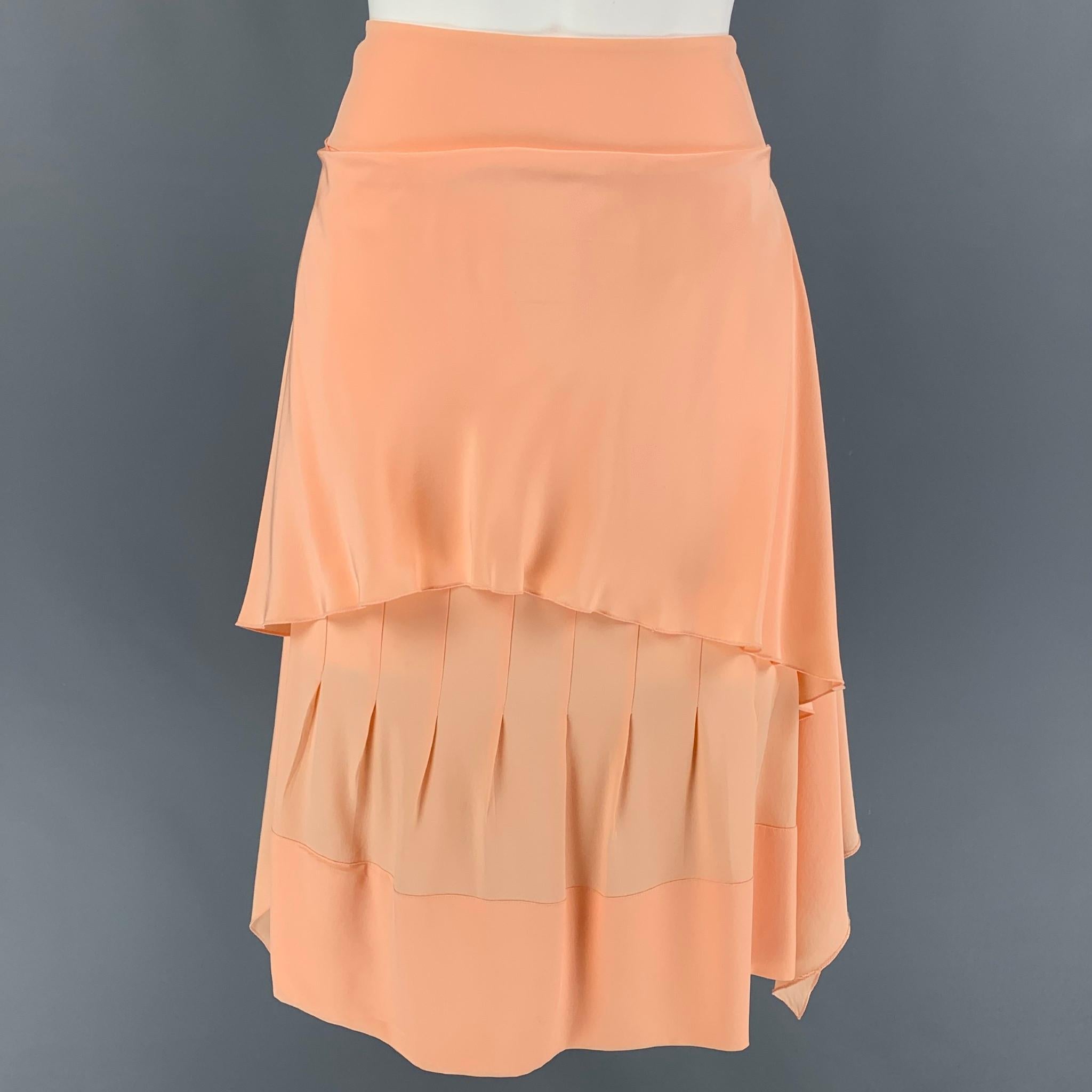 CHANEL AJ508 03P Size 4 Salmon Silk Notch Lapel Skirt Set 3