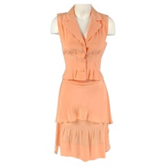 CHANEL AJ508 03P Taglia 4 Gonna con risvolto in seta salmone
