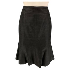 CHANEL AL719 05C Size 4 Black Linen Trumpet Skirt