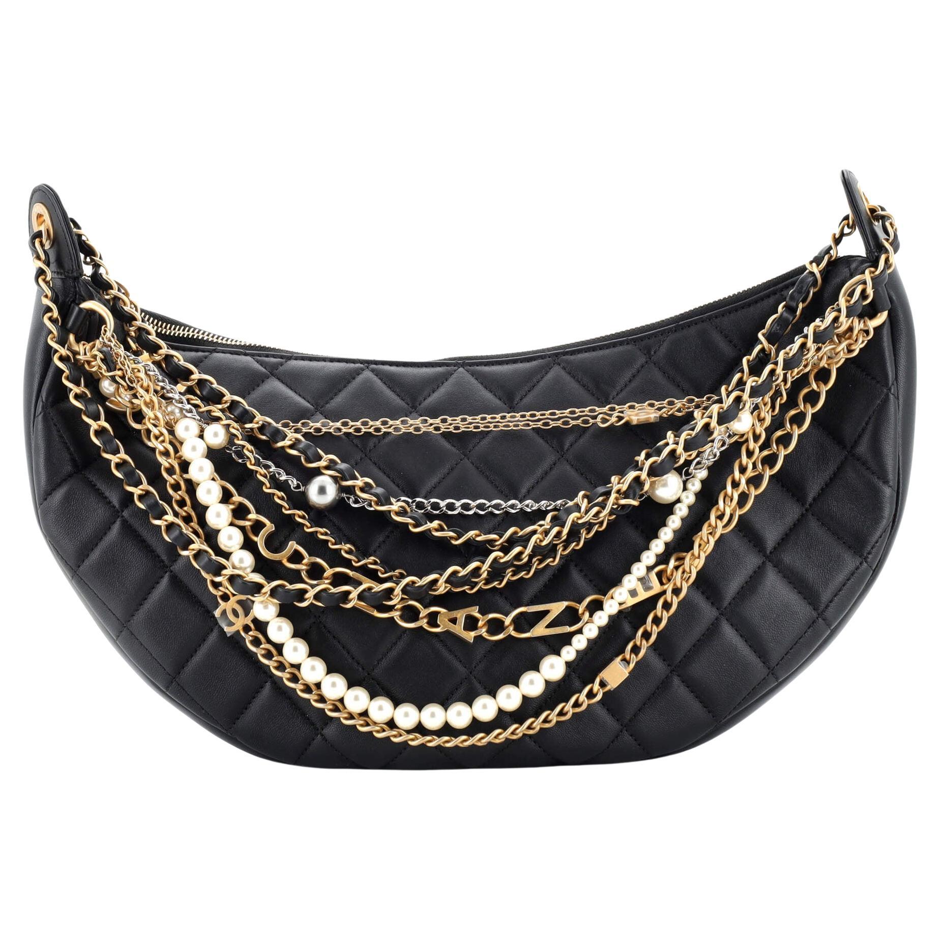Chanel All About Chains Hobo Quilted Lambskin