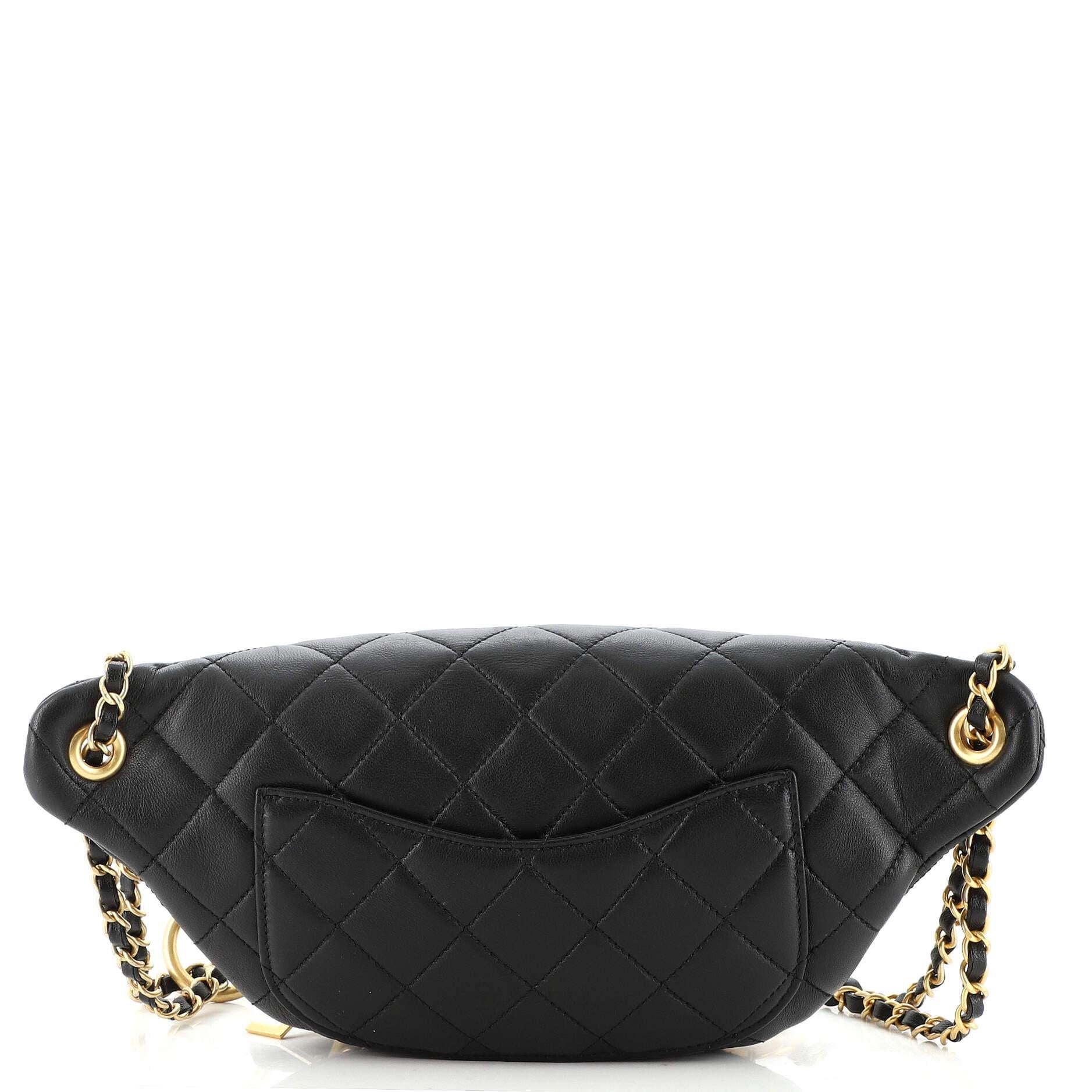 Black Chanel All About Chains Waist Bag Quilted Lambskin