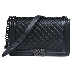 Chanel All Black New Medium Boy Bag