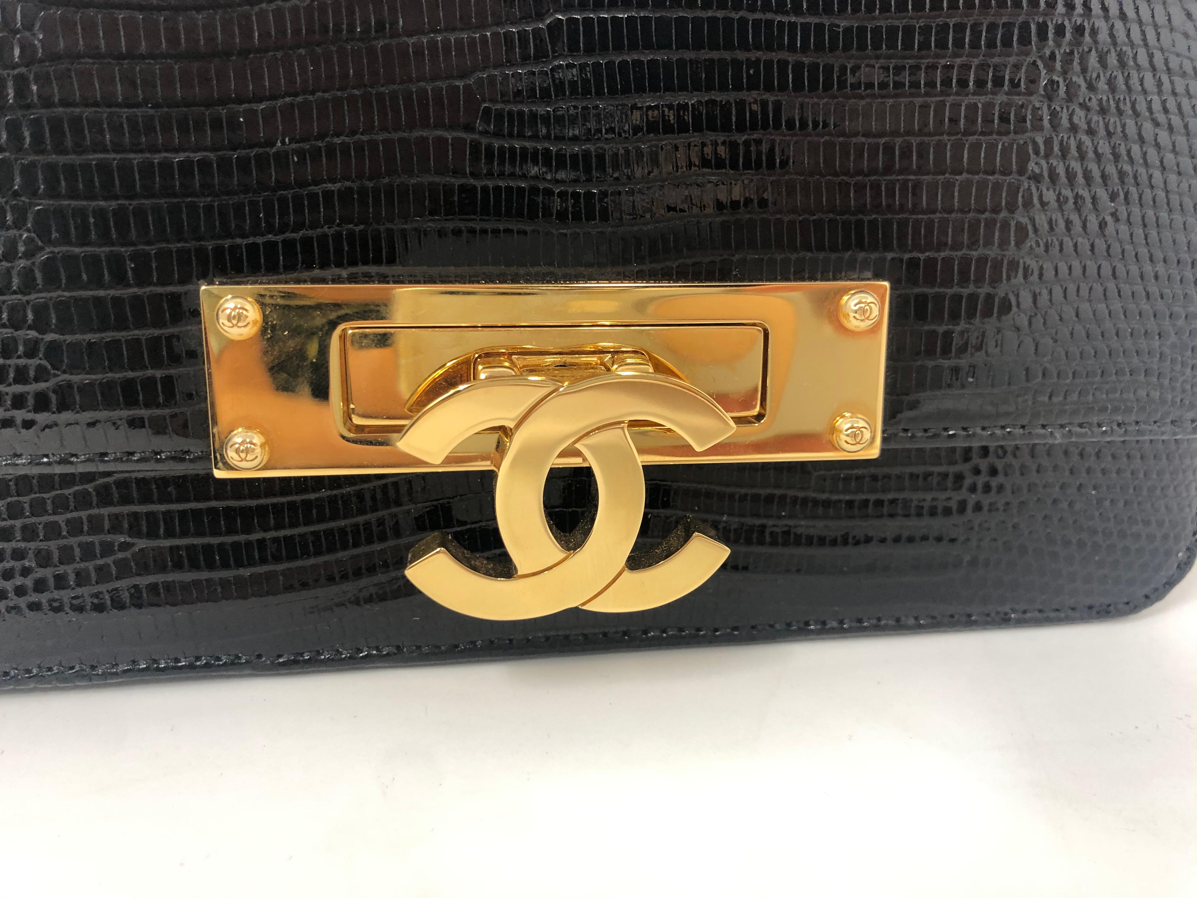 Chanel Alligator Exotic Leather Clutch with Strap. Gold chain strap with embossed leather. Can be worn as a crossbody bag or taken off and worn as a clutch. Brand new condition. Gold is shiny and new. Rare and limited. Don't miss out on this one.