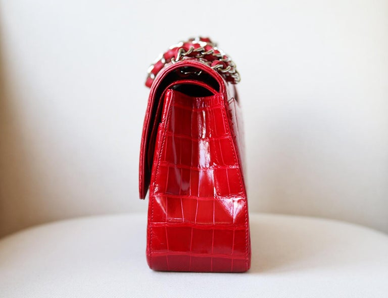Chanel Jumbo Crocodile Classic Flap Bag - Red Shoulder Bags, Handbags -  CHA215217