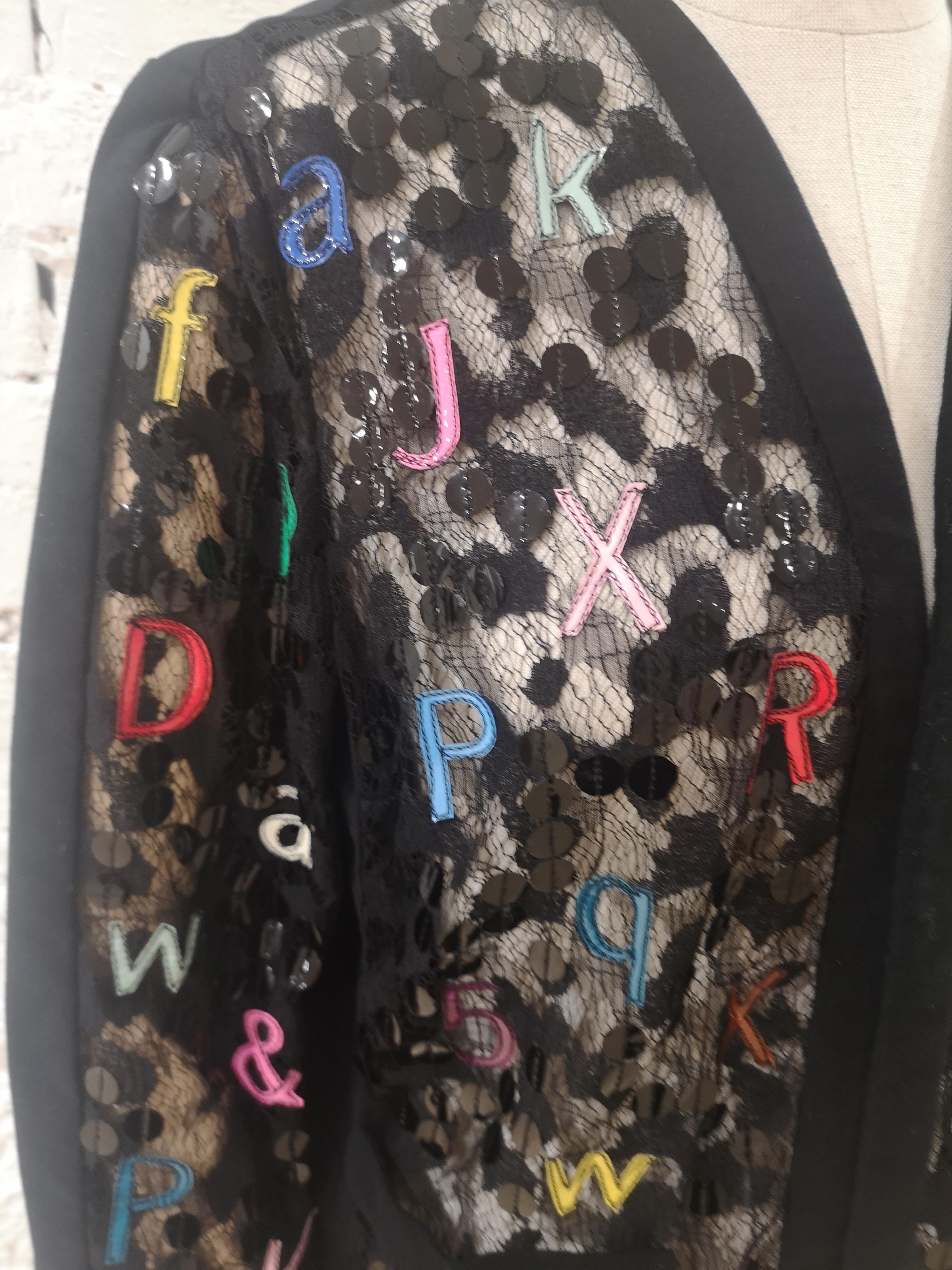 Black Chanel Alphabet see through cotton silk jacket For Sale