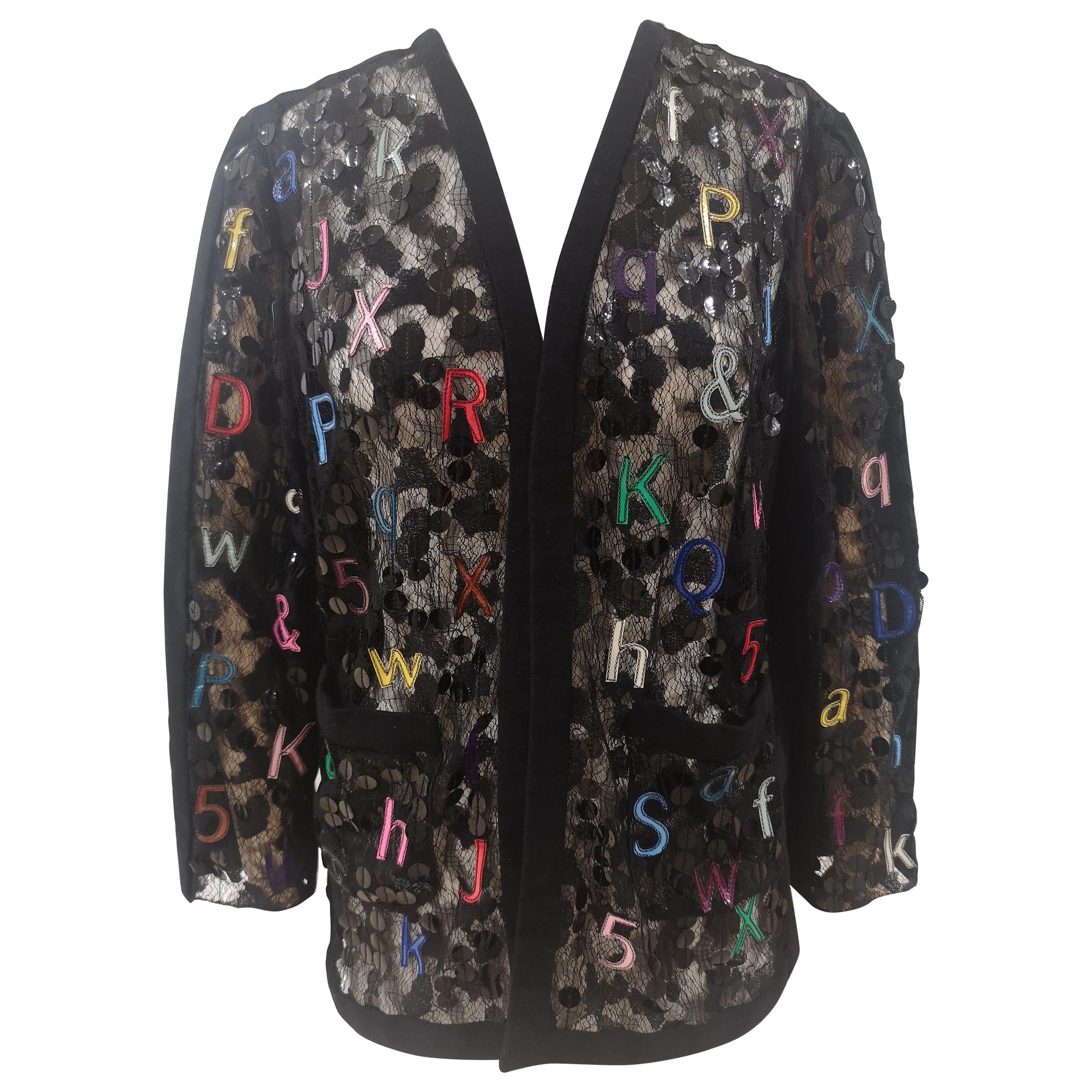 Chanel Alphabet see through cotton silk jacket For Sale